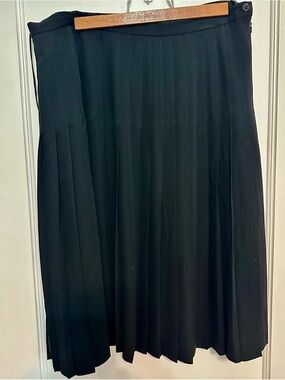 Lauren Ralph Lauren Black Pleated Midi Skirt